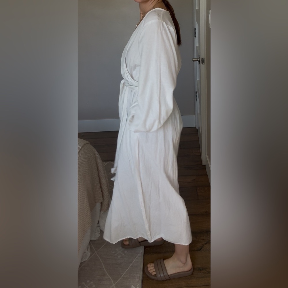 Cotton/Linen White Natural Maxi Dress Quiet Luxury S/M